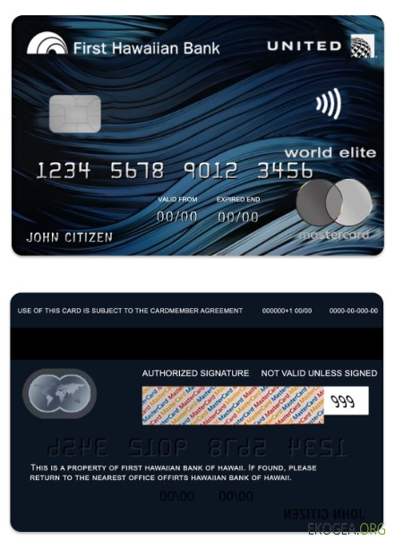 Carte Mastercard Hawaii United Credit